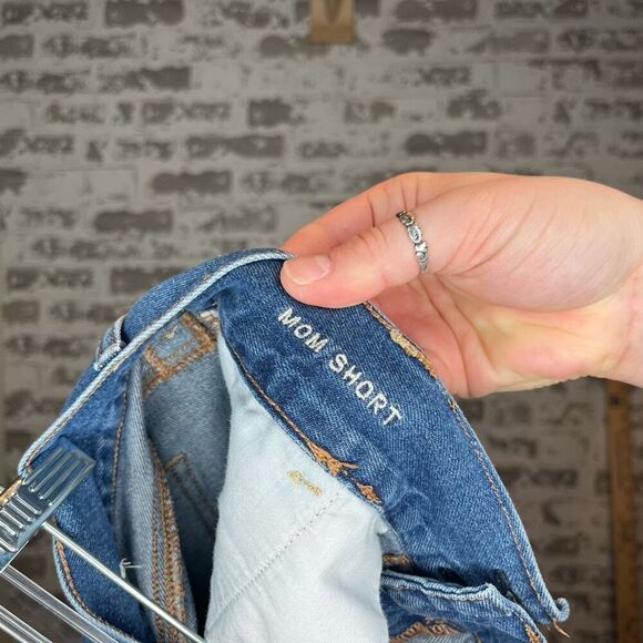 American Eagle | women denim mom shorts raw hem - Picture 5 of 12